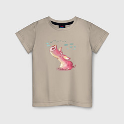 Футболка хлопковая детская Мечтающий поросенок, цвет: миндальный