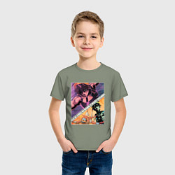 Футболка хлопковая детская Наранча Гирга из ДжоДжо, цвет: авокадо — фото 2