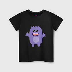 Футболка хлопковая детская Purple monster, цвет: черный