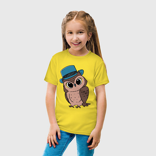 Детская футболка Совушка в шляпке / Желтый – фото 4