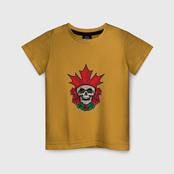 Футболка хлопковая детская Canada Skull, цвет: горчичный
