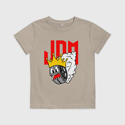 Футболка хлопковая детская JDM Wheel King, цвет: миндальный