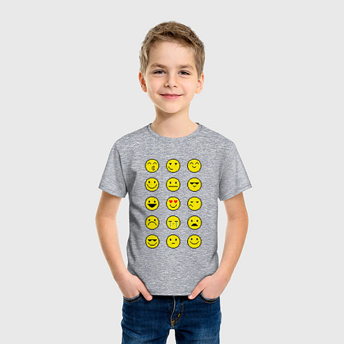 Детская футболка Pixel art emoticons 1 / Меланж – фото 3