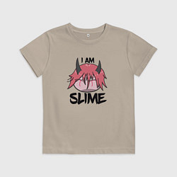 Футболка хлопковая детская Я слизь, цвет: миндальный