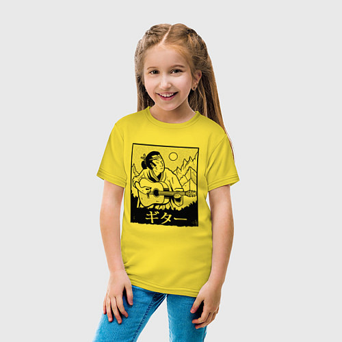 Детская футболка Самурай с гитарой Samurai playing guitar / Желтый – фото 4