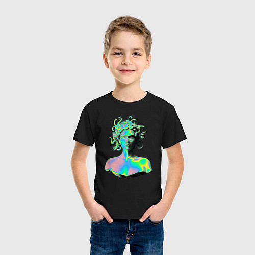 Детская футболка Gorgon Medusa Vaporwave Neon / Черный – фото 3