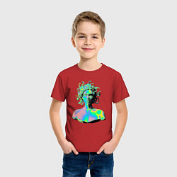 Футболка хлопковая детская Gorgon Medusa Vaporwave Neon, цвет: красный — фото 2