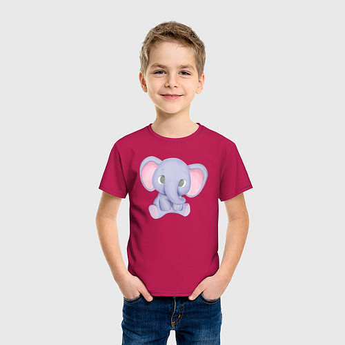 Детская футболка Милый Слонёнок Сидит / Маджента – фото 3