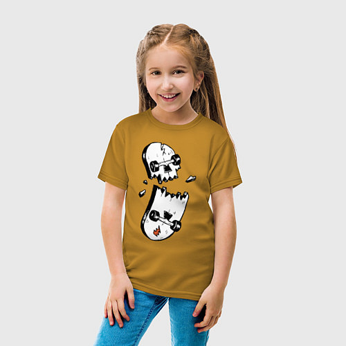 Детская футболка Skateboard Skull Иллюзия Hype / Горчичный – фото 4