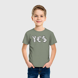 Футболка хлопковая детская YES юань, евро, доллар, цвет: авокадо — фото 2