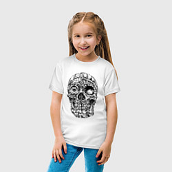 Футболка хлопковая детская Steampunk Skull, цвет: белый — фото 2