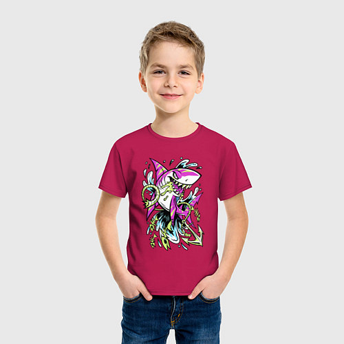 Детская футболка Наикрутейшая кровожадная розовая акула - хозяйка о / Маджента – фото 3