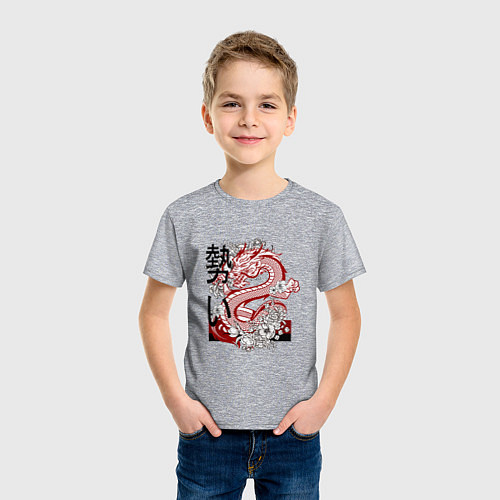 Детская футболка Дракон Стихия Воды / Меланж – фото 3
