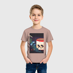 Футболка хлопковая детская Bellflower and Lantern Японский бумажный фонарь, цвет: пыльно-розовый — фото 2