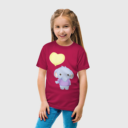 Детская футболка Милый Слонёнок С Шариком / Маджента – фото 4