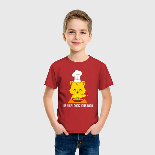 Детская футболка Будь мил, я готовлю тебе еду / Красный – фото 3