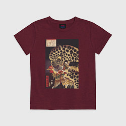 Футболка хлопковая детская The Tiger of Ryokoku Тигр, цвет: меланж-бордовый