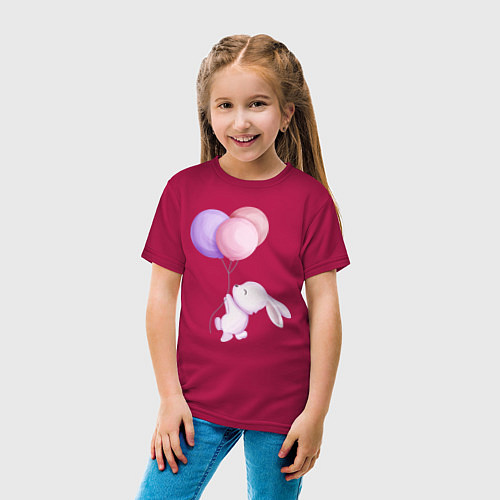 Детская футболка Милый Крольчонок С Тремя Воздушными Шариками / Маджента – фото 4