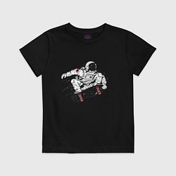Футболка хлопковая детская Космонавт, катающийся на скейтборде An astronaut r, цвет: черный