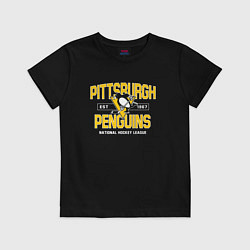 Футболка хлопковая детская Pittsburgh Penguins Питтсбург Пингвинз, цвет: черный
