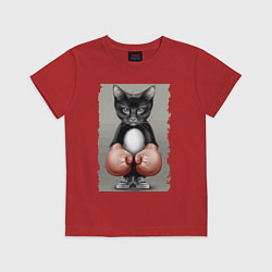 Детская футболка Крутой котяра в боксёрских перчатках Cool cat in b