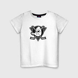 Футболка хлопковая детская Anaheim Ducks Анахайм Дакс Серый, цвет: белый