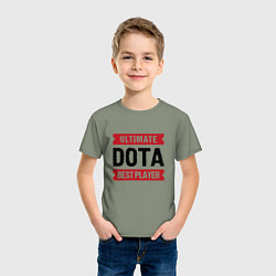 Футболка хлопковая детская Dota: таблички Ultimate и Best Player, цвет: авокадо — фото 2