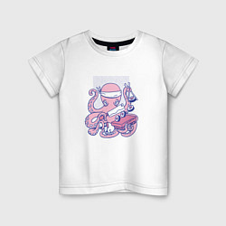 Футболка хлопковая детская Осьминог Суши Повар Octopus Sushi Chef, цвет: белый