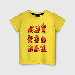 Футболка хлопковая детская Йога красной панды, цвет: желтый