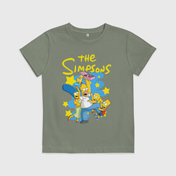 Футболка хлопковая детская The SimpsonsСемейка Симпсонов, цвет: авокадо