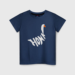 Футболка хлопковая детская Honk White Гусь Белый, цвет: тёмно-синий