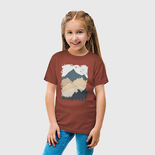 Детская футболка Две медведя на скале / Кирпичный – фото 4