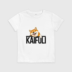 Футболка хлопковая детская Kaifuli shiba inu, цвет: белый