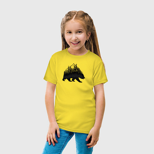 Детская футболка Медведь, деревья и горы / Желтый – фото 4