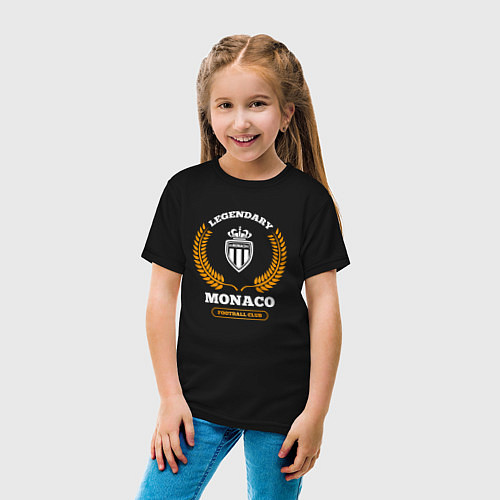 Детская футболка Лого Monaco и надпись Legendary Football Club / Черный – фото 4