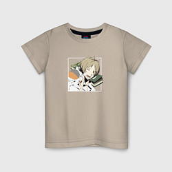 Футболка хлопковая детская Мадара и Такаши Natsume Yuujinchou, цвет: миндальный