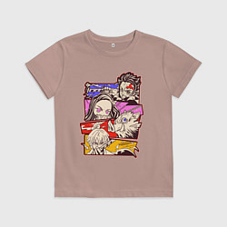 Футболка хлопковая детская Клинок, рассекающий демонов Истребитель демонов, цвет: пыльно-розовый