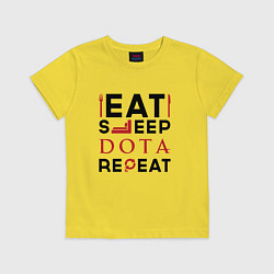 Футболка хлопковая детская Надпись: Eat Sleep Dota Repeat, цвет: желтый