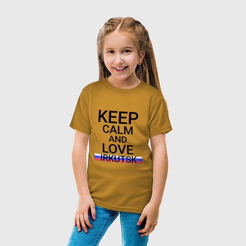 Детская футболка Keep calm Irkutsk Иркутск / Горчичный – фото 4