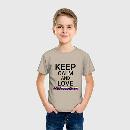 Детская футболка Keep calm Vsevolozhsk Всеволожск / Миндальный – фото 3