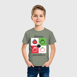 Футболка хлопковая детская Italiano Pomodoro, любовь к Италии, пицце и томата, цвет: авокадо — фото 2