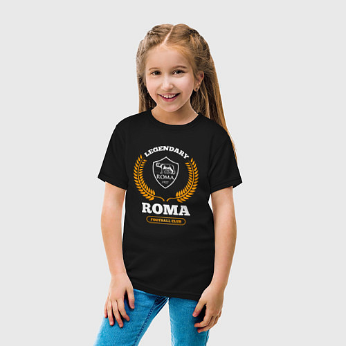 Детская футболка Лого Roma и надпись Legendary Football Club / Черный – фото 4