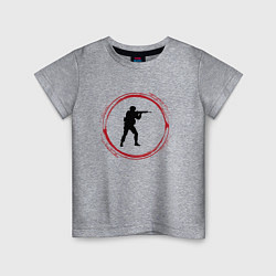 Футболка хлопковая детская Символ Counter Strike и красная краска вокруг, цвет: меланж