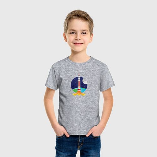 Детская футболка Ракета в космосе / Меланж – фото 3