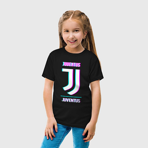 Детская футболка Juventus FC в стиле Glitch / Черный – фото 4