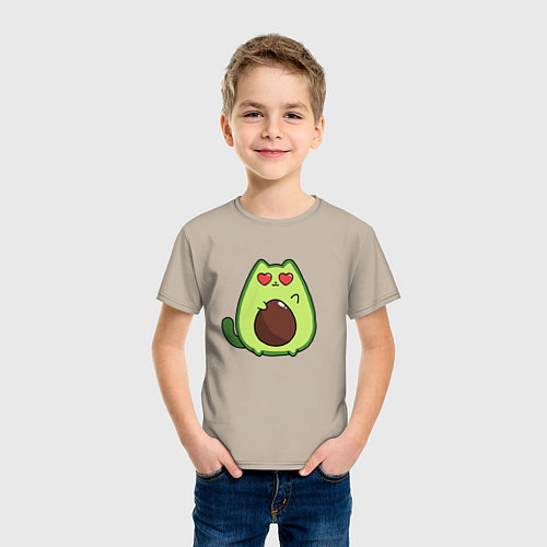 Детская футболка Avo cat o влюбленный машет / Миндальный – фото 3