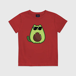 Футболка хлопковая детская Avo cat o в очках, цвет: красный