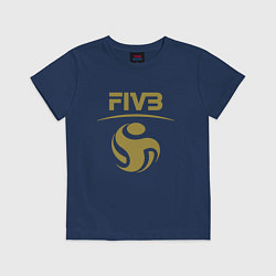 Футболка хлопковая детская FIVB ВОЛЕЙБОЛ ЛОГО, цвет: тёмно-синий