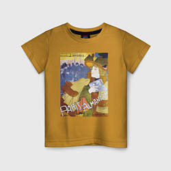 Футболка хлопковая детская Paris-Almanach Винтажная афиша, цвет: горчичный