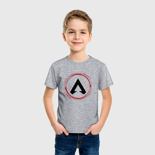 Детская футболка Символ Apex Legends и красная краска вокруг / Меланж – фото 3